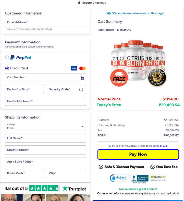 CitrusBurn secure checkout page